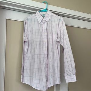 Pink Plaid Brooks Brothers Non Iron Dress Shirt